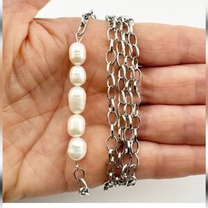 Silver Pearl Layering Chain Katia Jewerly